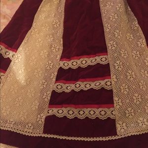 Burgundy White Vintage 70’s Velvet Lace skirt.